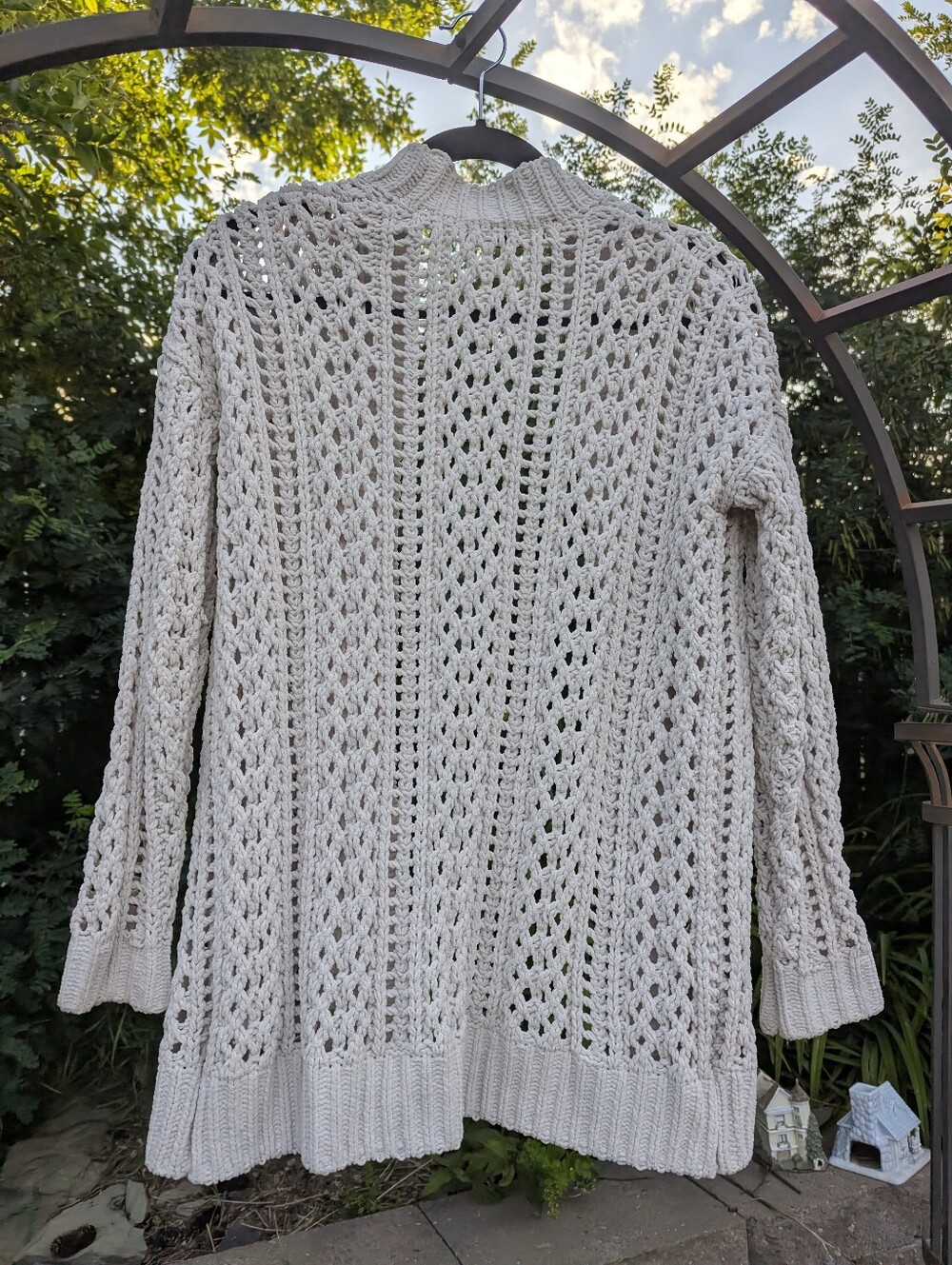 Chenille Crochet Cardigan Soft Layering Boho Cottagecore Light Academia - Picture 13 of 16